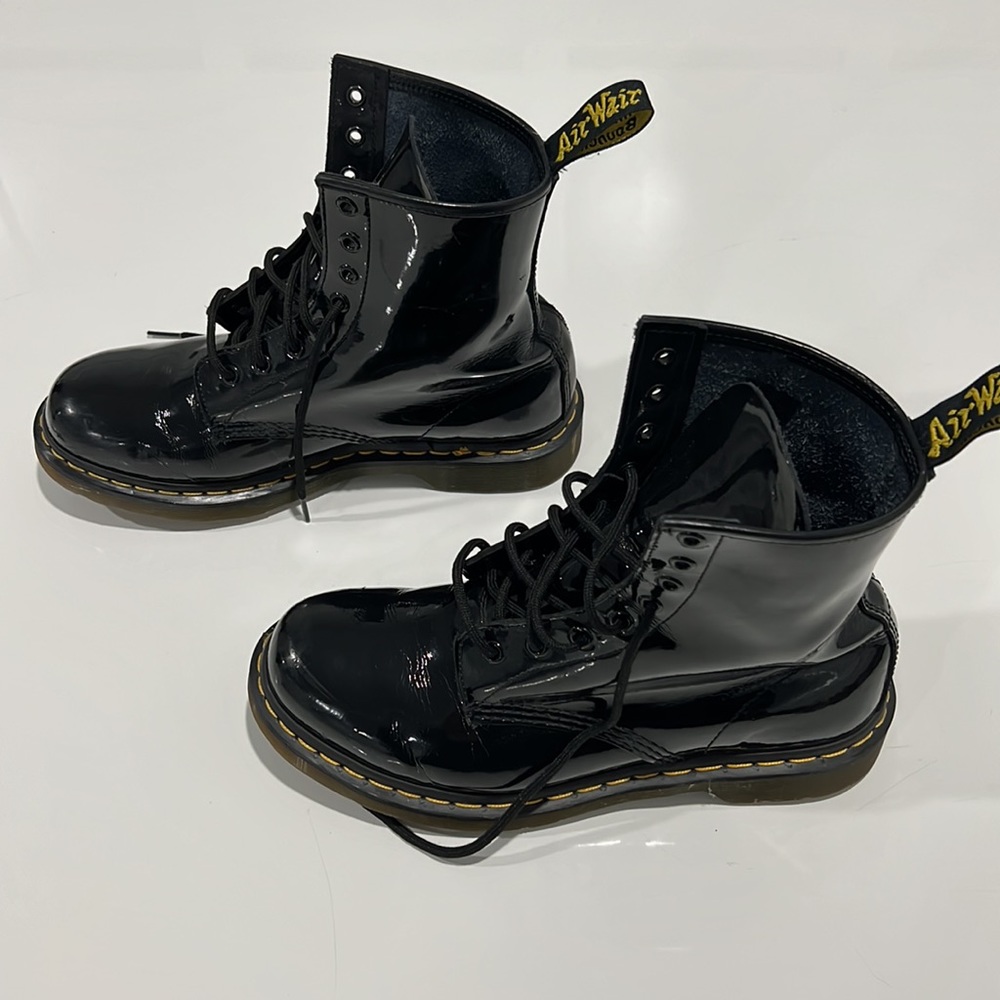 Dr Martens Black Patent Lace Up Boots, US 10